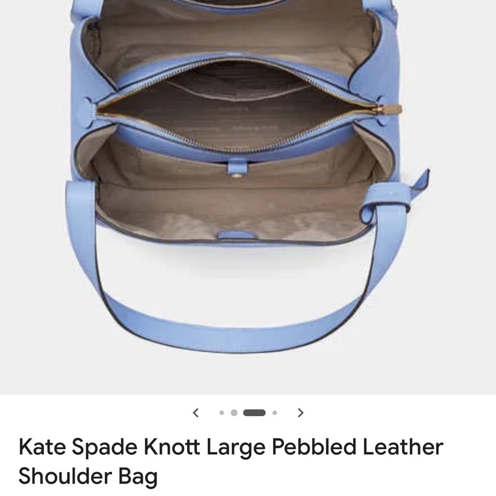 Kate Spade Light Blue Knot Large Pebble Leather Shoulder Bag - Picture 3 of 10